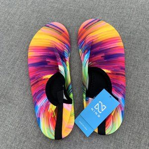 NWT-Ing Vibrant Rainbow Slip-On Water Shoes in Yellow, Pink, Blue, Green